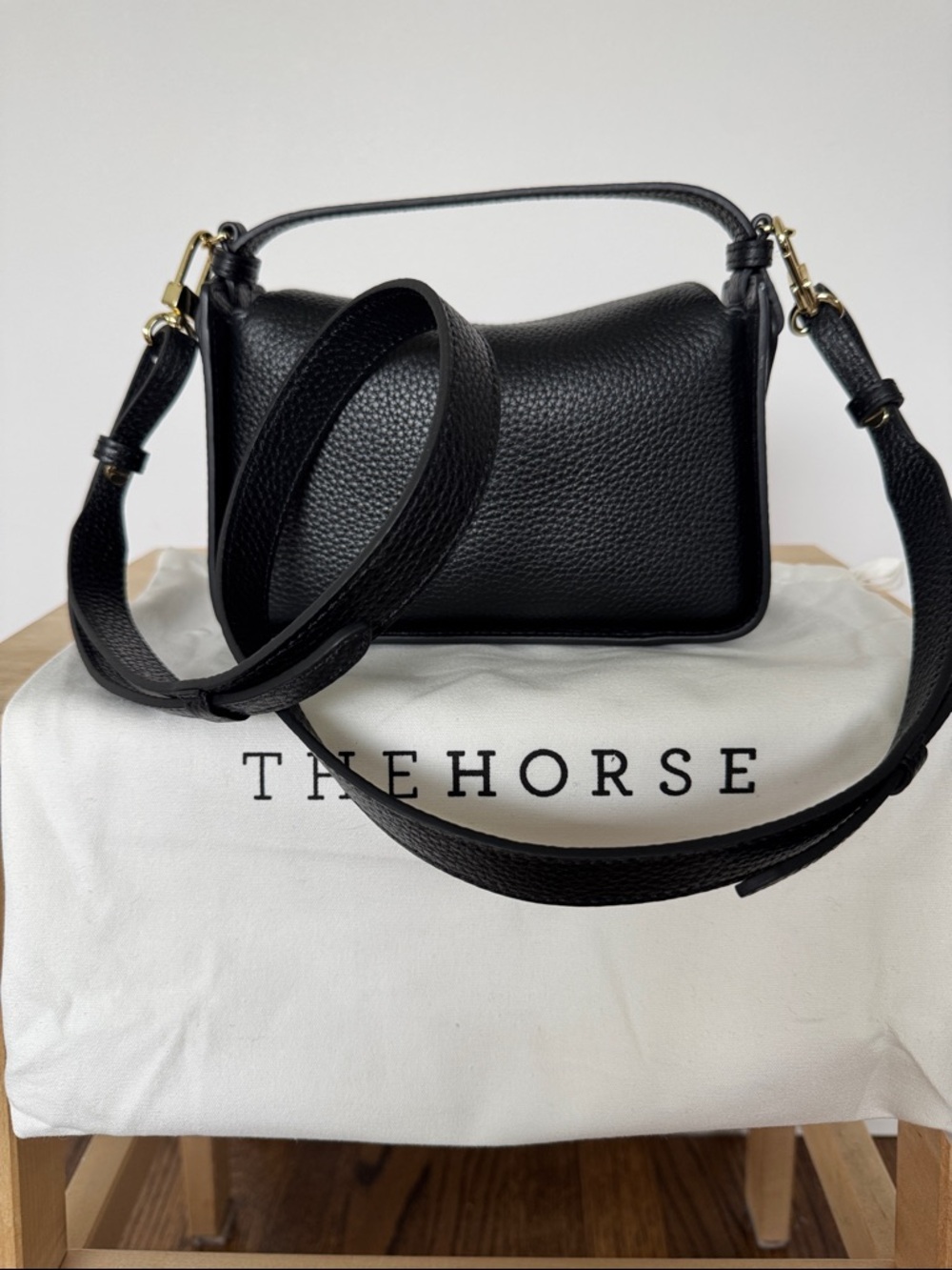 The Horse Black Pebbled Leather Mini Clementine Crossbody with Gold Hardware - Picture 2 of 7